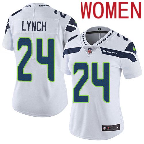 Women Seattle Seahawks #24 Marshawn Lynch Nike White Vapor Limited NFL Jersey->women nfl jersey->Women Jersey